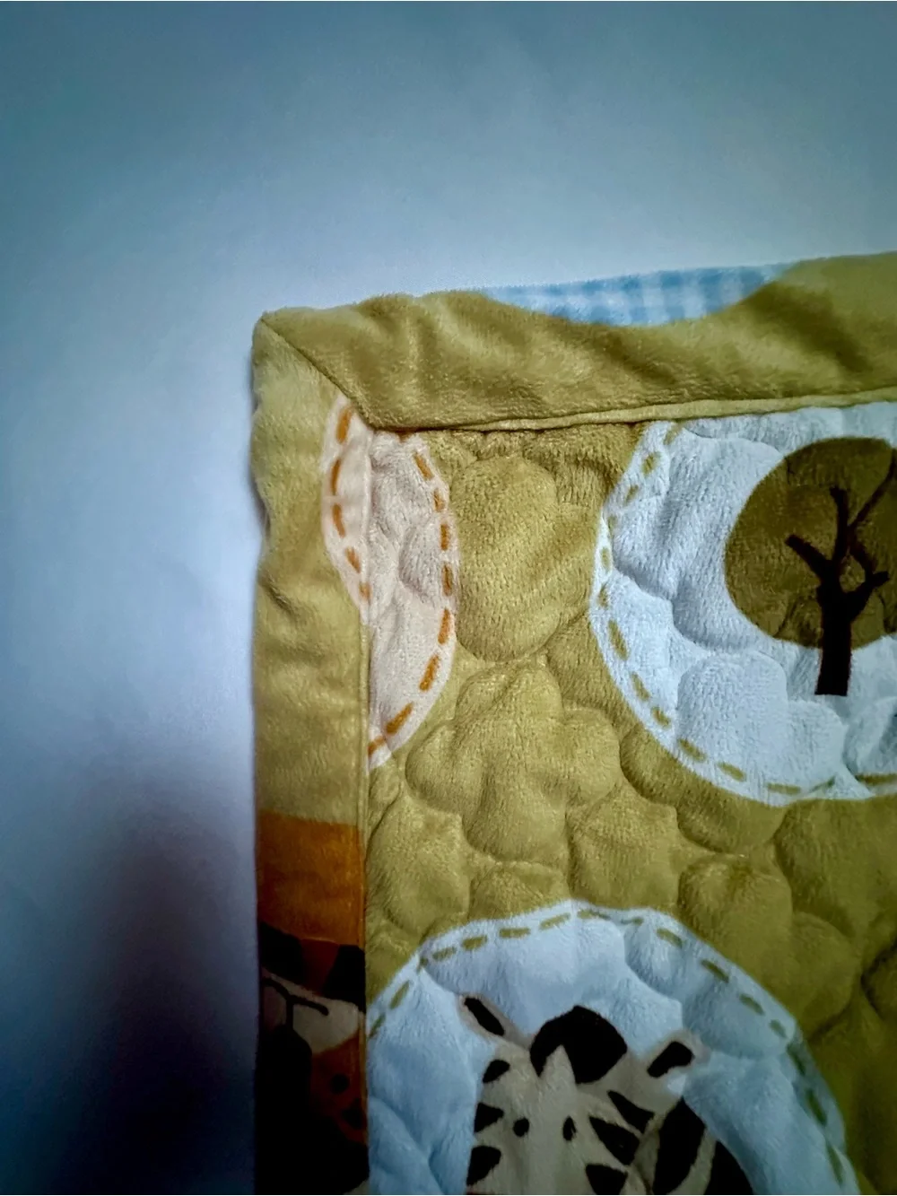 MARIE FRANCE PARIS KIDS QUILT BLANKET”JUNGLE STORY” PATCHWORK OF SAFARI ANIMALS